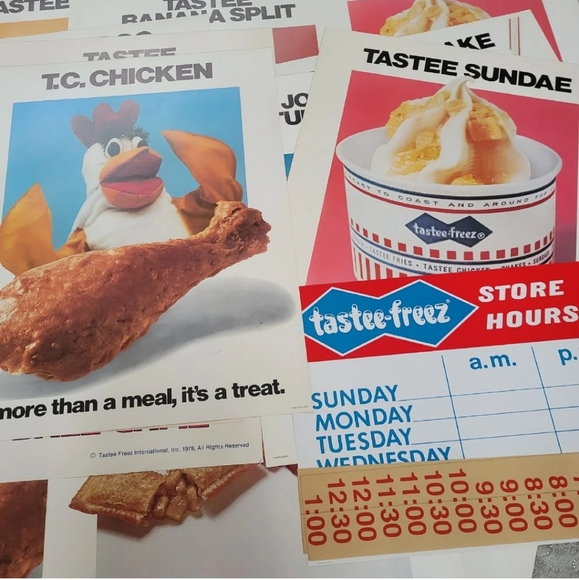 HUGE Lot RARE Vintage 70s Retro Tastee Freez Advertising Poster Banner Signs Ads - Picture 3 of 7